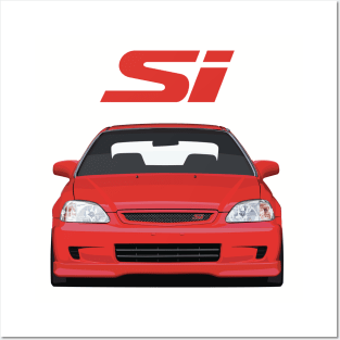 Civic Si Front Red Posters and Art